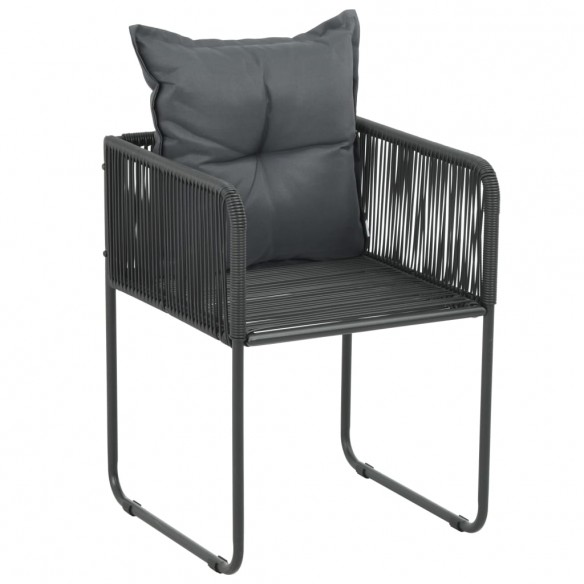 Chaises d'extérieur 4 pcs avec oreillers Résine tressée Noir