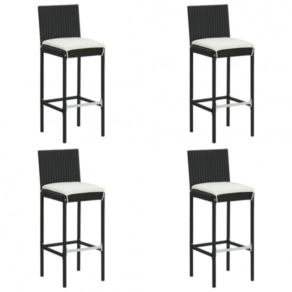 Tabourets de bar de jardin et coussins lot de 4 résine tressée