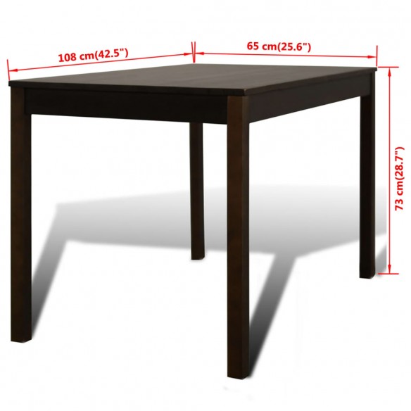 Table de salle à manger avec 4 chaises Marron