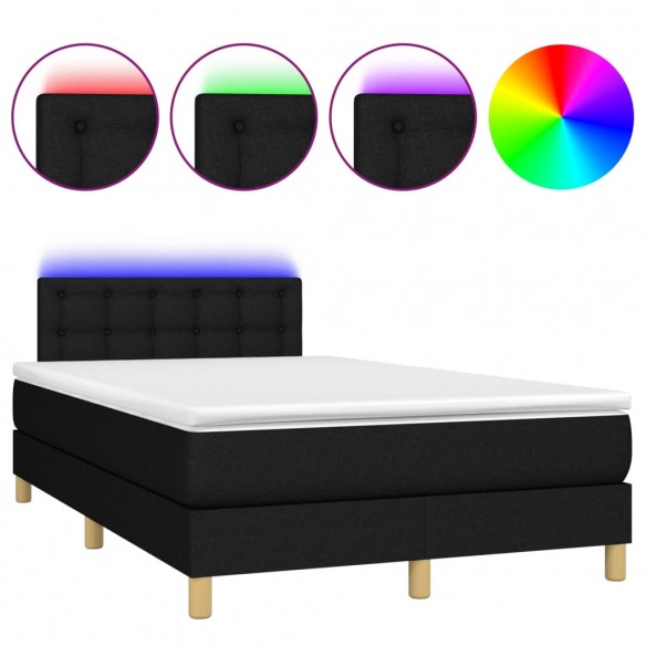 Cadre de lit avec matelas LED Noir 120x200 cm Tissu