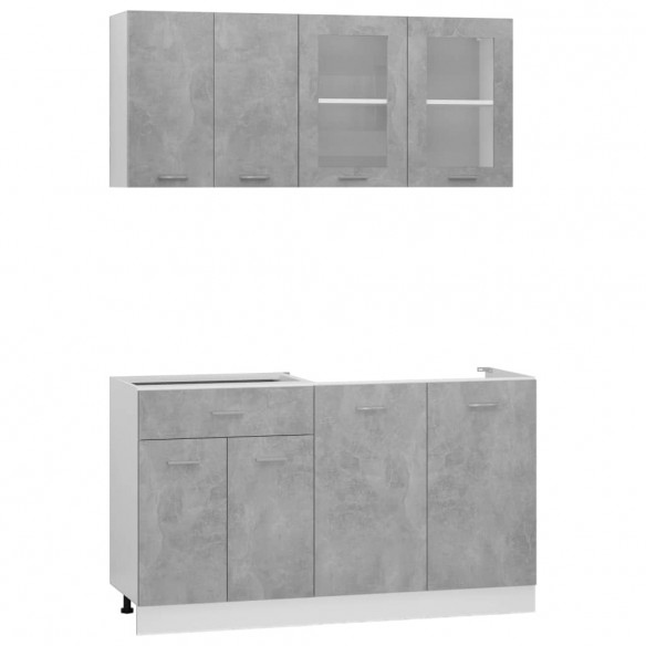 Ensemble de meubles de cuisine 4 pcs Gris béton Aggloméré