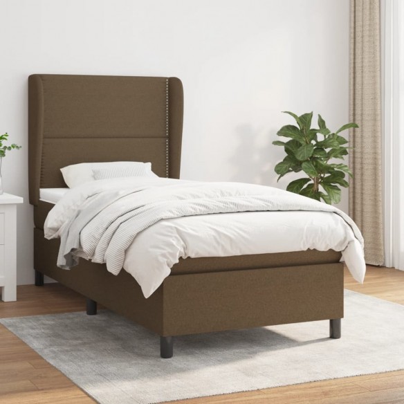 Cadre de lit avec matelas Marron foncé 90x190 cm