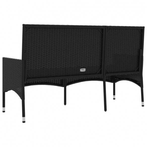 Banc de jardin à 3 places avec coussins Noir Résine tressée