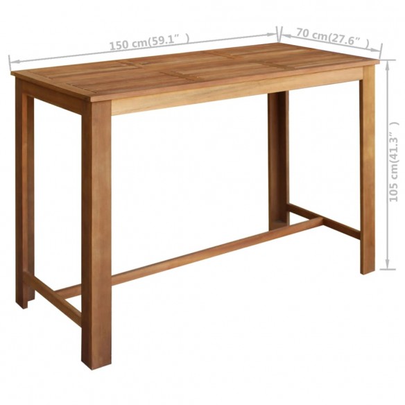 Table de bar Bois d'acacia solide 150 x 70 x 105 cm