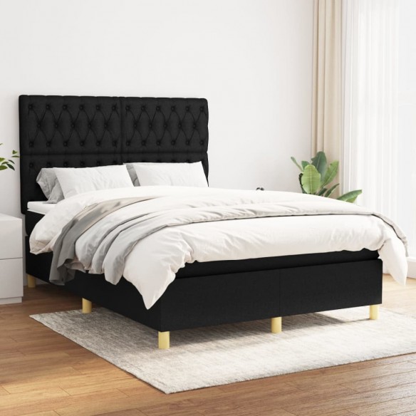 Cadre de lit avec matelas Noir 140x200 cm Tissu