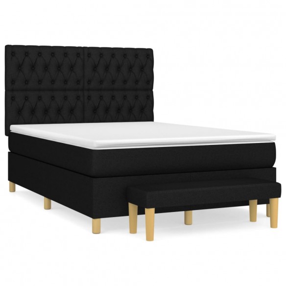 Cadre de lit avec matelas Noir 140x190 cm Tissu