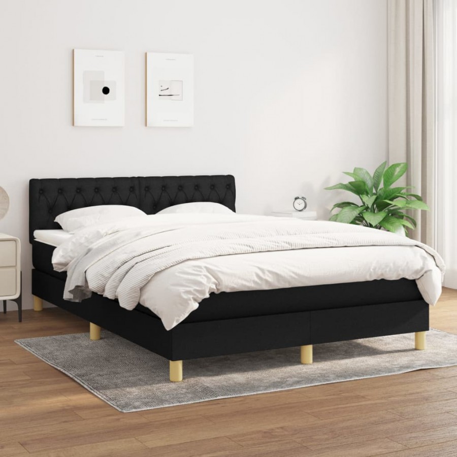 Cadre de lit avec matelas Noir 140x190 cm Tissu