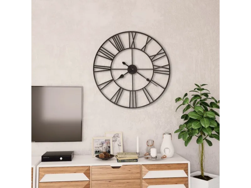 Horloge murale vintage avec mouvement à quartz Métal 80 cm XXL