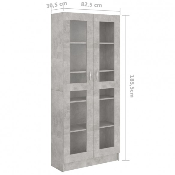 Armoire à vitrine Gris béton 82,5x30,5x185,5 cm Aggloméré