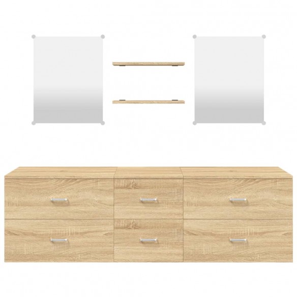 Ensemble de meubles salle de bain 5 pcs chêne bois d'ingénierie