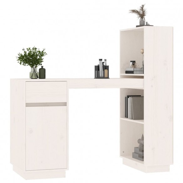 Bureau Blanc 110x53x117 cm Bois massif de pin