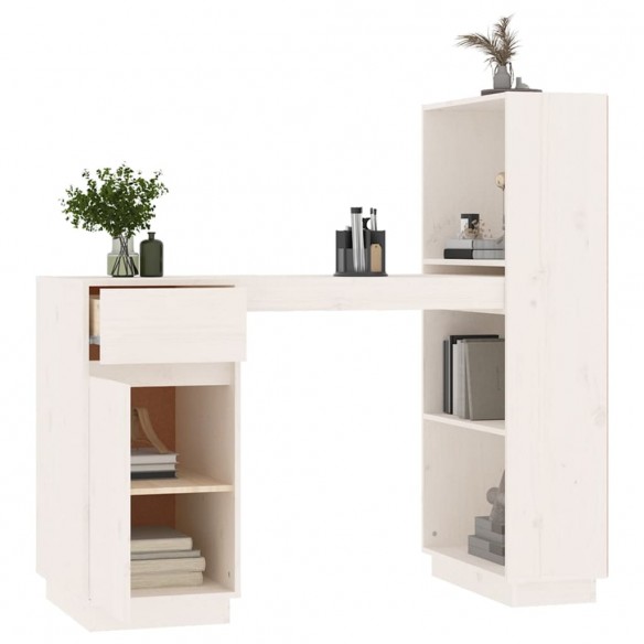 Bureau Blanc 110x53x117 cm Bois massif de pin