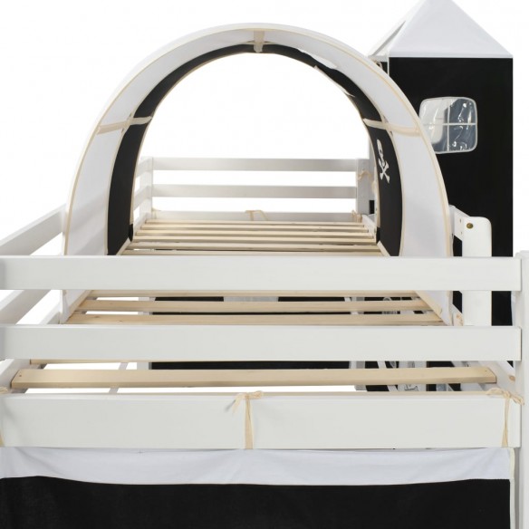 Lit mezzanine d'enfants avec toboggan et échelle Pin 97x208 cm