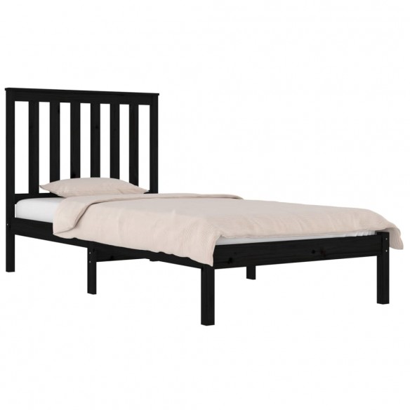 Cadre de lit Noir Bois de pin massif 90x190 cm Simple