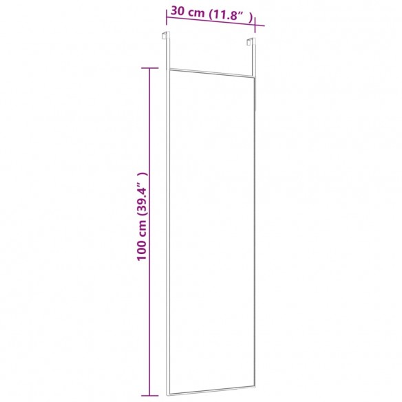 Miroir de porte Noir 30x100 cm Verre et aluminium