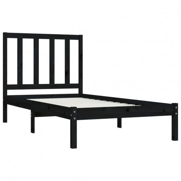 Cadre de lit Noir Bois de pin massif 90x190 cm Simple