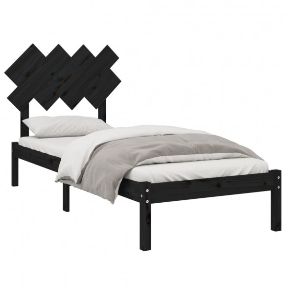 Cadre de lit Noir 90x190 cm Simple Bois massif