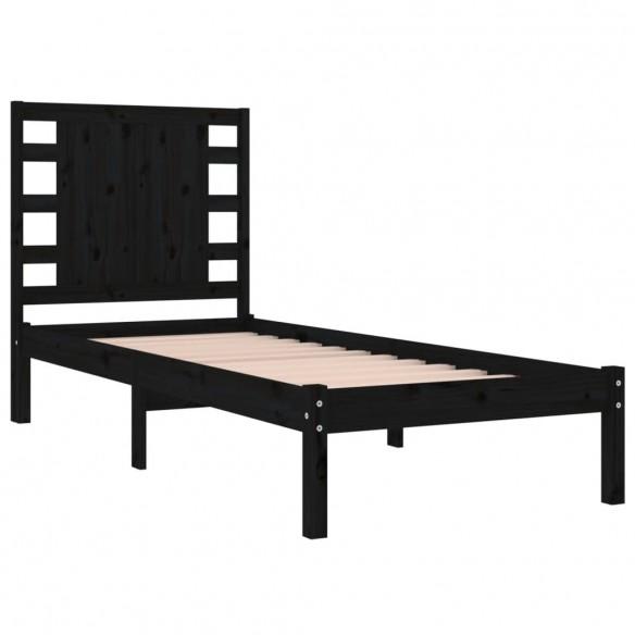 Cadre de lit Noir Bois massif 90x190 cm Simple