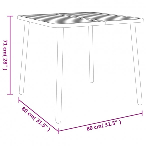 Table de jardin anthracite 80x80x71 cm acier