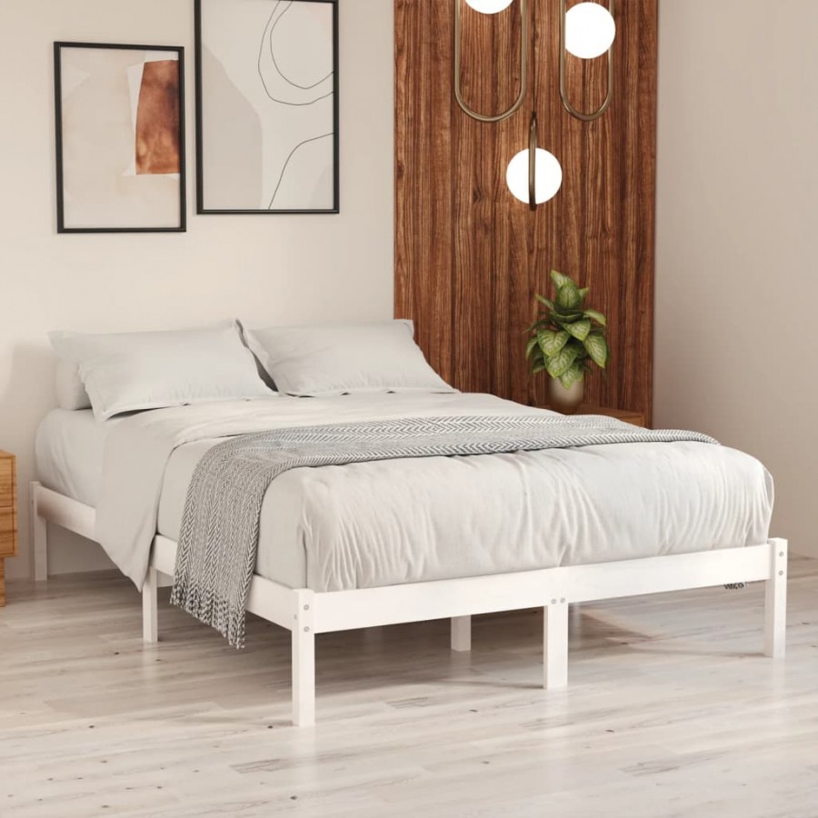 Cadre de lit Blanc Bois de pin massif 200x200 cm