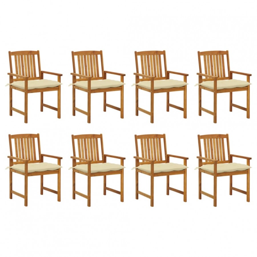 Chaises de jardin avec coussins 8 pcs Bois d'acacia solide