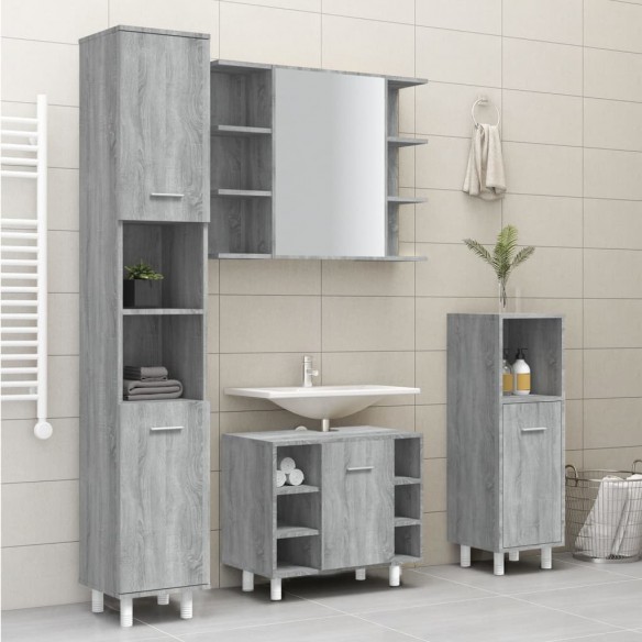 Armoire de bain Sonoma gris 30x30x179 cm Bois d'ingénierie