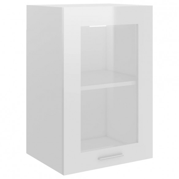 Armoire en verre suspendue Blanc brillant 40x31x60 cm Aggloméré