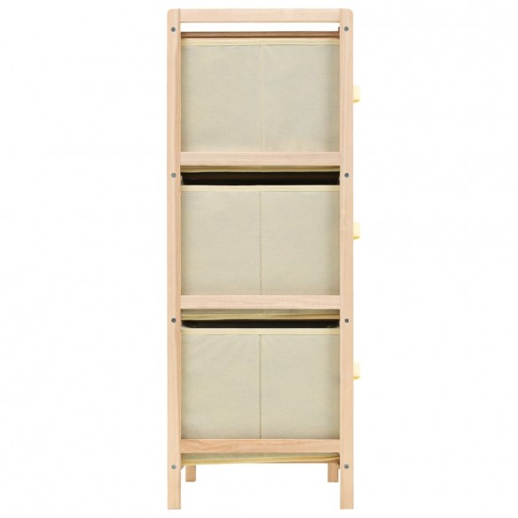 Étagère de rangement 6 paniers Tissu Bois de cèdre Beige