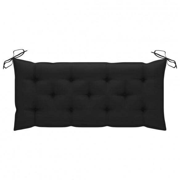 Banc de jardin avec coussin noir 120 cm Bois de teck massif