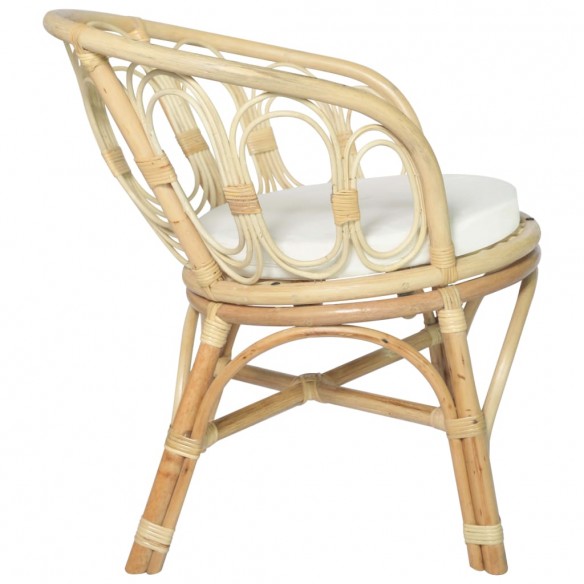 Chaise de salle à manger avec coussin Rotin naturel et lin