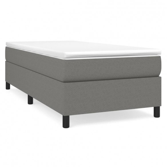 Cadre de lit avec matelas Gris foncé 100x200cm Tissu