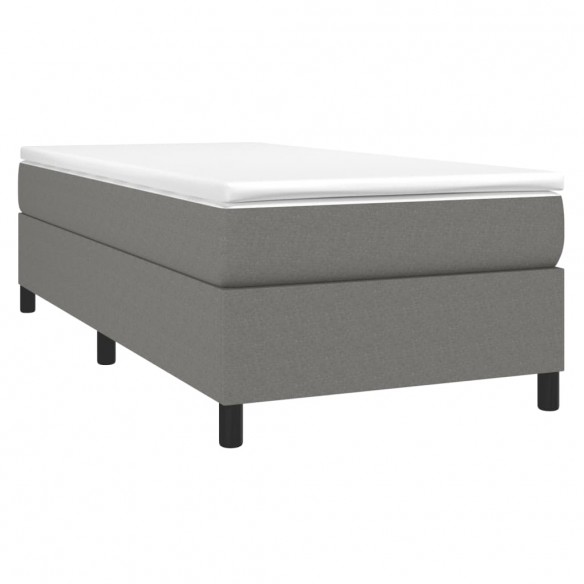 Cadre de lit avec matelas Gris foncé 100x200cm Tissu