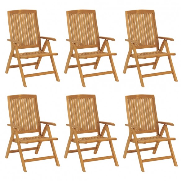 Chaises de jardin inclinables 6 pcs bois massif de teck