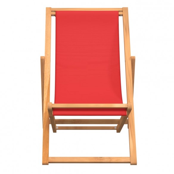 Chaise de plage pliable Bois de teck solide Rouge