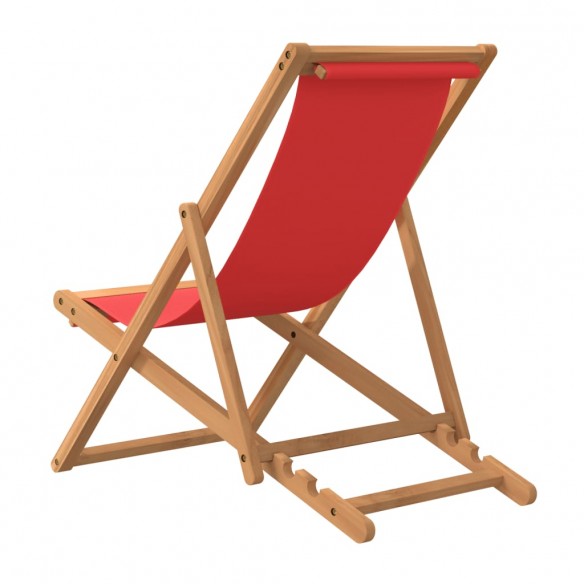 Chaise de plage pliable Bois de teck solide Rouge