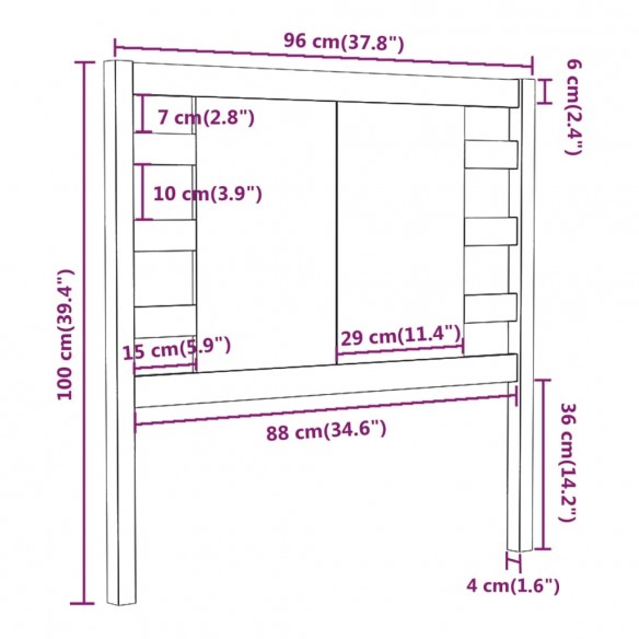 Tête de lit Blanc 96x4x100 cm Bois massif de pin