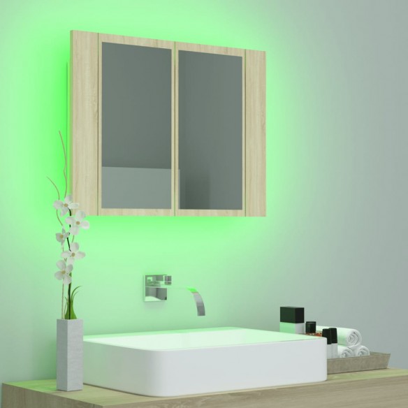 Armoire à miroir à LED de bain Chêne sonoma 60x12x45 Acrylique