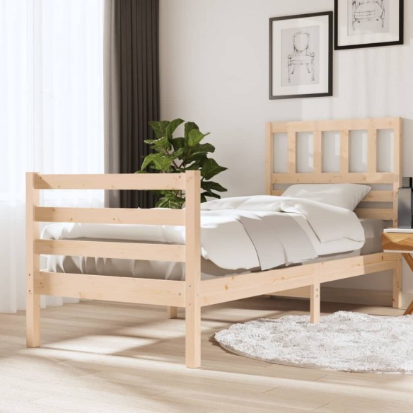 Cadre de lit Bois massif 75x190 cm Petit simple