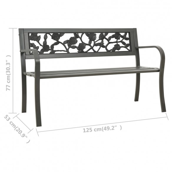 Banc de jardin 125 cm Acier Gris