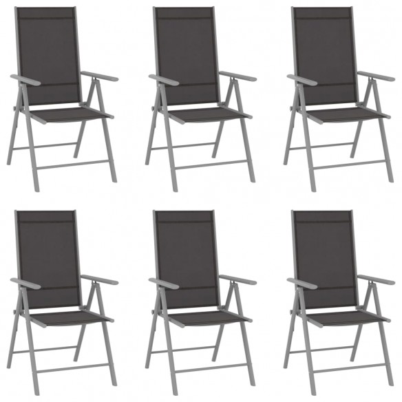 Chaises de jardin pliables 6 pcs Textilène Noir