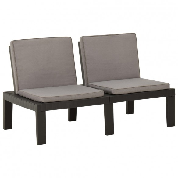 Banc de salon de jardin avec coussin Plastique Gris