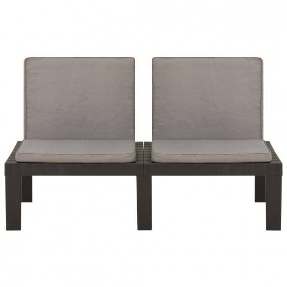 Banc de salon de jardin avec coussin Plastique Gris