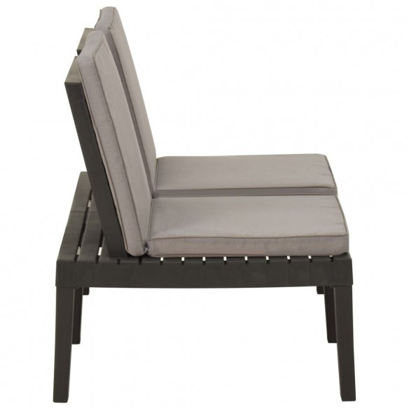 Banc de salon de jardin avec coussin Plastique Gris