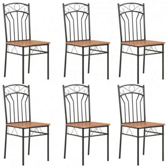 Chaises à manger lot de 6 marron MDF