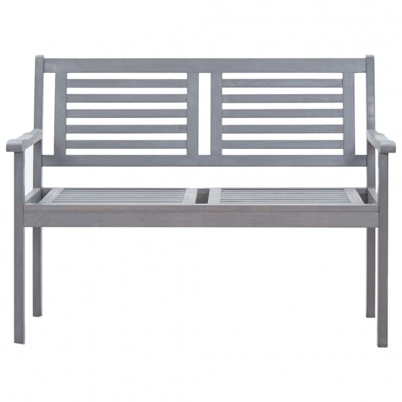 Banc de jardin 2 places 120 cm Gris Bois d'eucalyptus solide