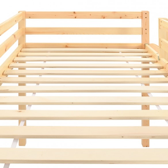 Lit mezzanine d'enfants toboggan et échelle bois pin 97x208 cm