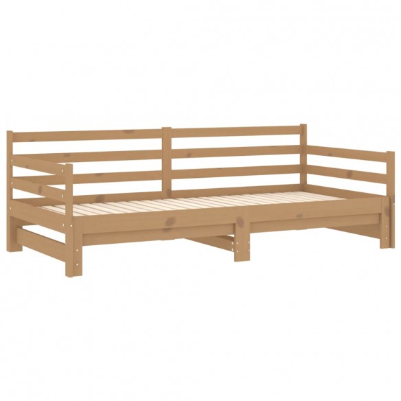 Lit coulissant 2x(90x200) cm Marron miel Bois de pin massif