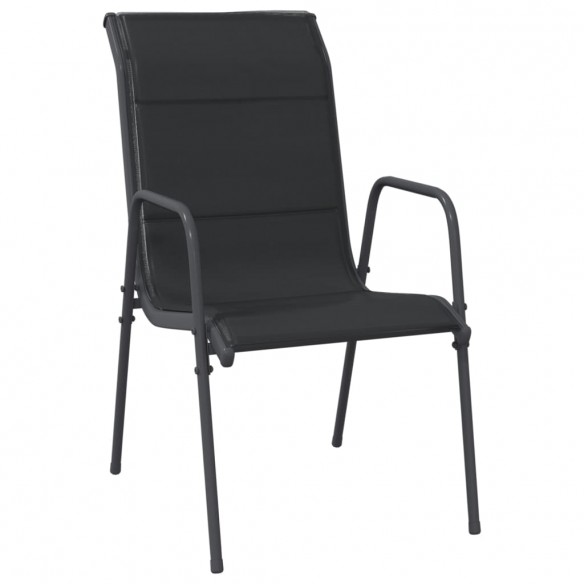 Chaises de jardin 2 pcs Acier et textilène Noir