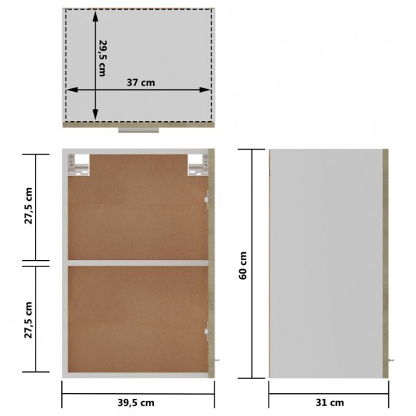 Armoire suspendue Chêne sonoma 39,5x31x60 cm Aggloméré