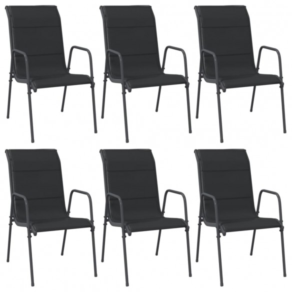 Chaises de jardin 6 pcs Acier et textilène Noir